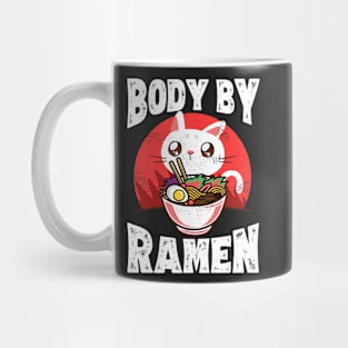 Body By Ramen Japanese Noodles Kawaii Cat Mug